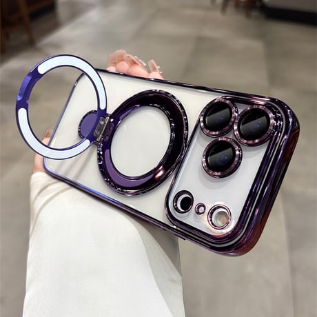 MagSafeリングスタンド iPhone17Pro/17ProMaxケース 強力ガラスレンズカバー iPhone17/Airケース 大人気 [M5682]