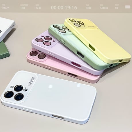 カメラカバー付 iPhone17Pro/16カバー 淡色系 iPhone15pro/14proケース パステルカラー 頑丈[M5573]