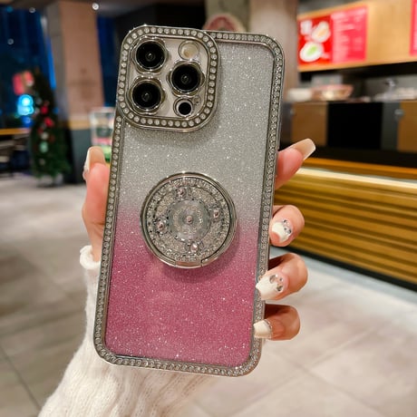 ジュエリー iPhone15/15Proケース リング付き iPhone14/13/12Proケース  インナーシート付 花レンズ 高機能 [M3904]