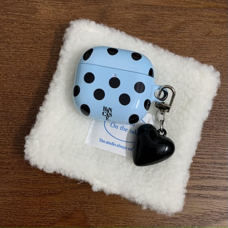 韓国風 Airpods4ケース 水玉模様 AirpodsPro2ケース airpods3/2カバー  かわいい ハートキーチェーン付 シック [M5322]