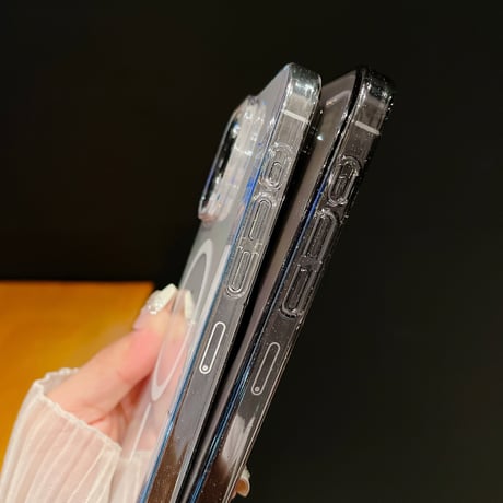 クリア iPhone15/15proカバー 黄ばまない キラキララメiphone14pro/13/12カバー 軽量薄型 [M4218]