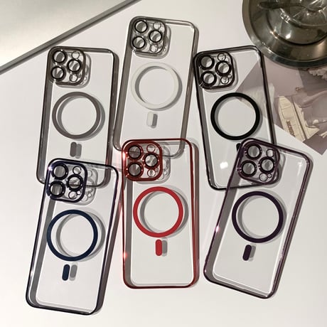 高透明 Magsafe対応iPhone15pro/15promaxケース ナチュラル/ブルーチタニウムに iPhone14Pro/13proクリアケース  黄ばまない 高級感[M3927]