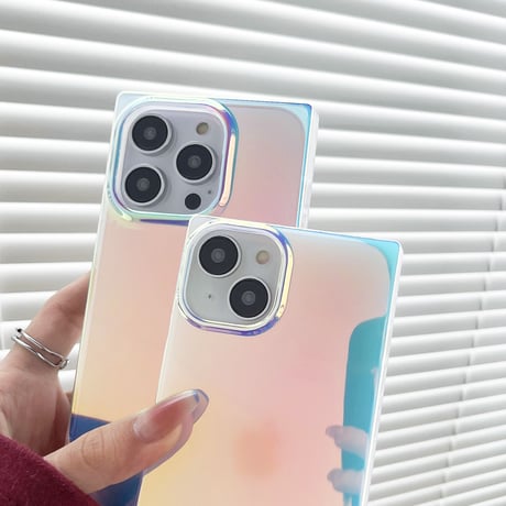 スクエア iPhone14/15ケース 変色キラキラ iPhone12/11カバー お洒落 クリアケース 男女兼用 人気 トレンド [M3136]