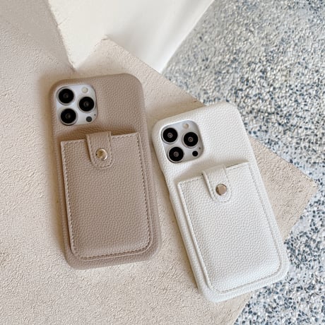 カードポケット付 アイフォン14/14promaxケース ICカード3枚収納 iPhone13mini/12/11proカバー レザー シンプル 高級感 実用 [M2460]
