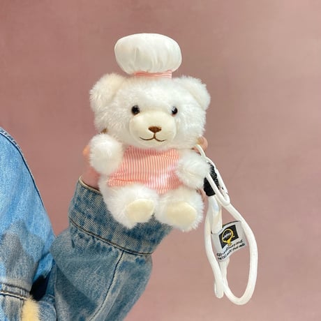 コック熊さんぬいぐるみ Airpods Pro3ケース ふもふも Airpods 4/3カバーケース AirpodsPro2/1 かわいい ギフトにおすすめ [M6491]