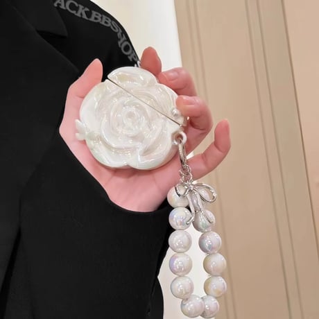 薔薇花 Airpods 4/Pro3ケース ラメ入り キラキラ Airpods3/Pro2ケース airpodsproカバー 綺麗ストラップ 女子力高い 高級感[M5129]