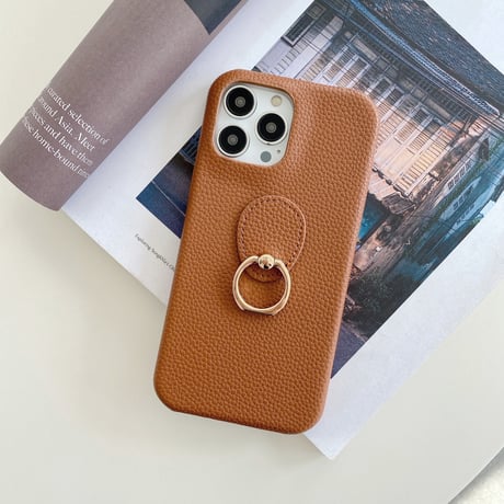 リング付レザーiphone14Plus/14proケース  高品質 高級感 iphone13mini/12/11カバー   シンプル  お揃い 実用 ファッションセンスいい[M2217]