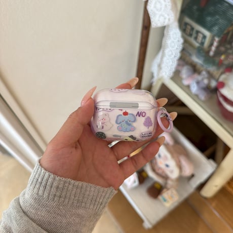 象 Airpods Pro3ケース かわいい Airpods4/3カバー pro2/pro1 リング/キーホルダー 韓国風[M6258]