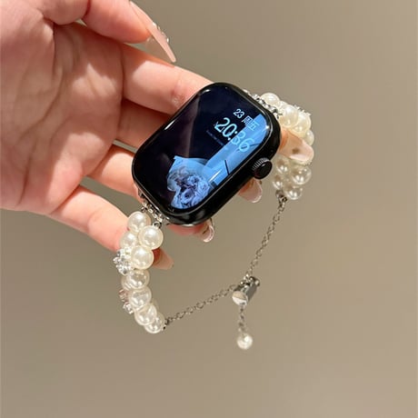 おしゃれ AppleWatch10ベルト パール Ultra2/1/SE(第2/1世代)/Series9/8/7/6/5/4/3/2/1アップルウォッチバンド 可愛い[M4606]