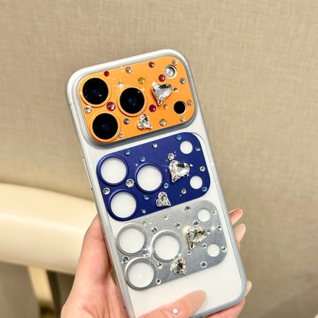 ハートダイヤレンズカバー iPhone17ProMax/17Pro カメラレンズフィルム  金属製  おしゃれ  頑丈 キラキラ 耐久性耐衝撃 [M6502]