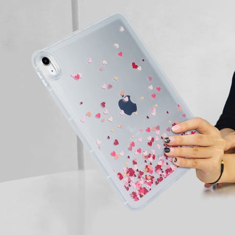 ハート柄 iPad 10.9(第10世代)ケース クリア iPad air10.9inchカバー ipadmini/ipadpro  シンプル 耐衝撃加工 軽量頑丈[M3166]
