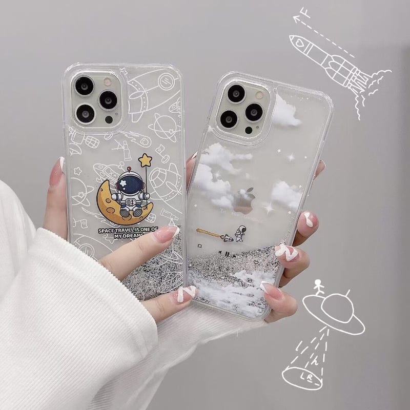 グリッター入り宇宙飛行士 iPhone14pro/14promaxケース キラキラ グリッター入り宇宙飛行士 iPhone14pro/14promaxケース キラキラ