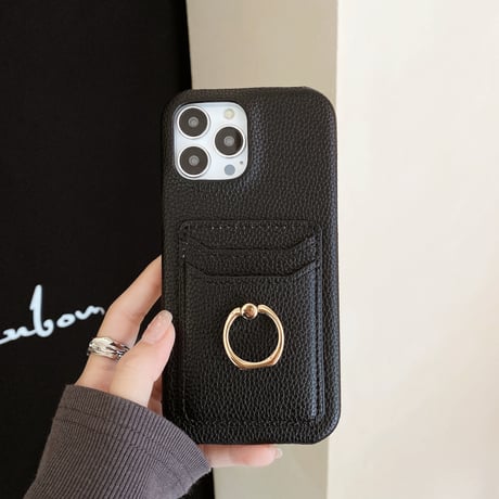 ICカード入れ リング付 iPhone14/14Proカバー レザー製 高品質アイフォン13mini/12mini/11proケース 実用 スタンド機能あり ファッション  [M2472]