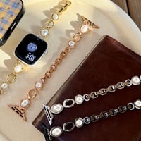 パール  AppleWatchバンド 上品 AppleWatchベルト Series 11/10/9/8 SE3/2  Ultra3/2/1 高級感高品質 大人ファッション[M6236]