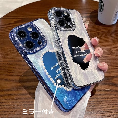 ジュエリー ミラー iPhone15/15proケース キラキラ シェル風 iPhone14/13proソフトカバー  高級感 オシャレ トレンド [M3675]