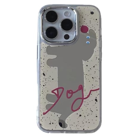 Dog ミラー iPhone15/15proケース 可愛い アイフォン14/13pro/12ケース 便利 女子力アップ ギフトに最適[M3883]