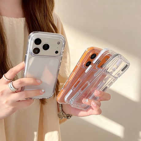 高透明耐衝撃 iPhone17Pro/17ケース 多彩フレーム シンプル風 iPhone16ProMax/15Pro/14カバー 黄ばまない[M6409]