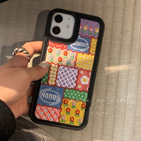 刺繡 ガーデン iphone14plus/14proケース 草花柄 iphone13/12/11カバー   手つくり 韓国風 大人可愛い[M2236]