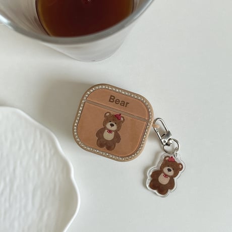 熊ちゃん AirPodsPro3ケース ジュエリーライン Airpods4/3ケース  AirpodsPro2/Pro1カバー  MagSafe対応 可愛い 頑丈[M5956]