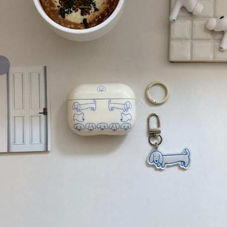 ワンちゃん Airpods Pro3ケース 犬キーホルダー Airpods4/3カバー pro2/pro1 ベージュ 頑丈 大人可愛い[M6111]