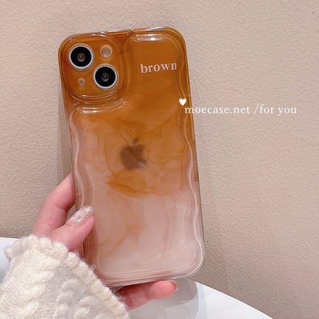 暈し染め 茶色 iphone14pro/13promaxケース 高級感 お揃い AirpodsPro2カバー 高品質  綺麗 黄ばまない 可愛い[M2658]