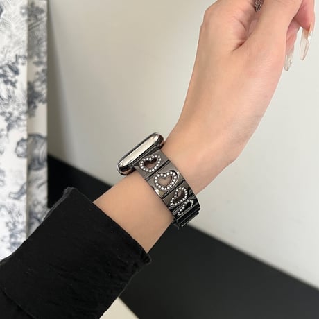 透かし彫りジュエリーハート AppleWatchバンド 高級感 アップルウォッチベルトUltra2/1/SE2/1/Series9/8/7/6/5/4/3/2/1 おしゃれ[M4889]