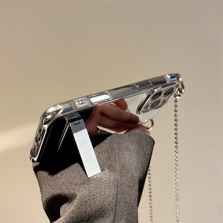 メイク直し鏡 iPhone16pro/16ケース スタンド ショルダーチェーン iPhone15/14pro/13promaxカバー 女子力高い 多機能耐衝撃 [M5200]