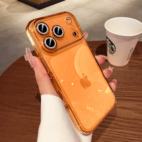 iPhone17Pro/17ProMaxケース キラキラレンズカバー iPhone17/16/15ケース クリア 背面ラメ入り  定番アイテム[M6014]