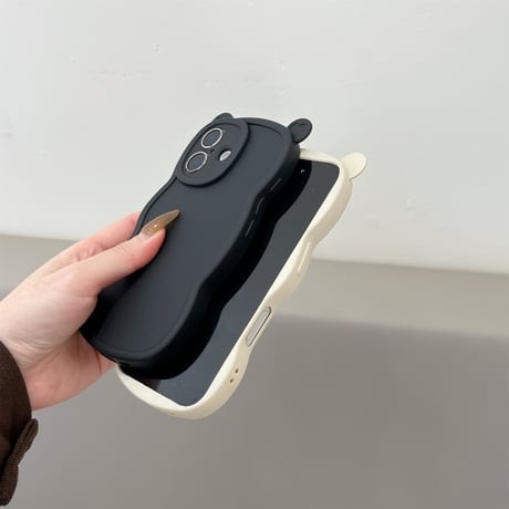 耳付 シリコン iPhone16pro/16plusケース うねうね iPhone15pro/14/13proカバー シンプル 可愛い [M4972]