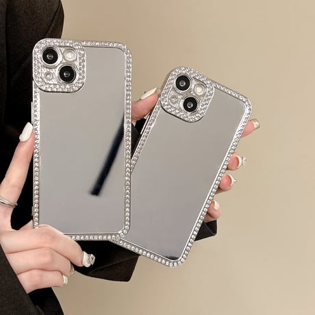 ダイヤ 鏡 iPhone16Pro/16ケース 大人可愛い iPhone15pro/14/13/12カバー キラキラ ギフトに最適 [M4707]