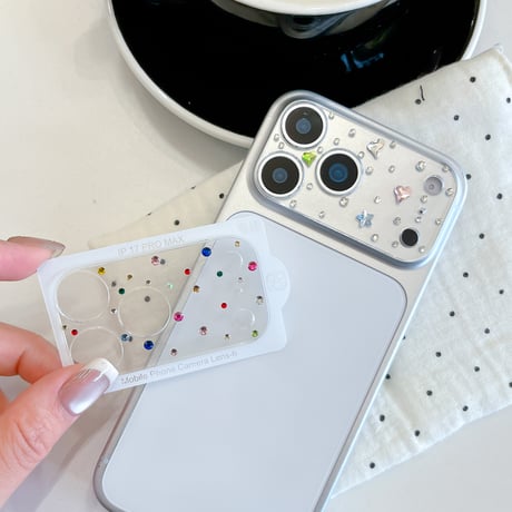 ダイヤ カメラ保護カバー  iPhone17Pro iPhone17ProMax ハンドメイド  ガラスレンズフィルム  傷から保護 iPhoneをカスタマイズ [M6273