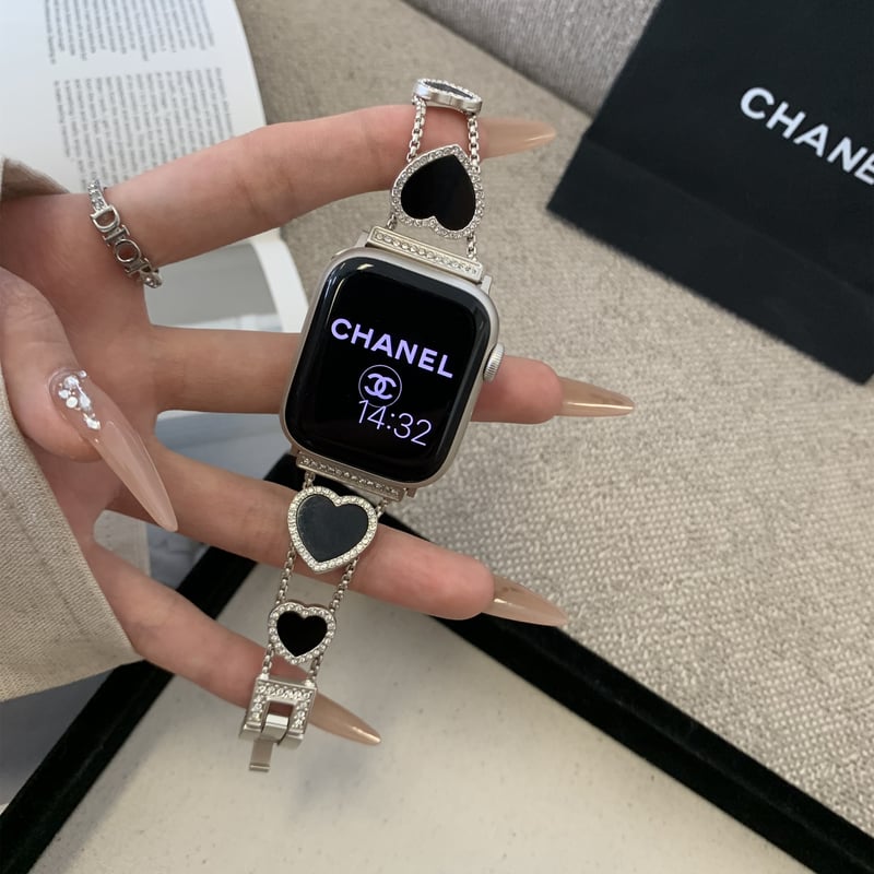 ビジューハート Apple watchバンド おしゃれアップルウォッチ