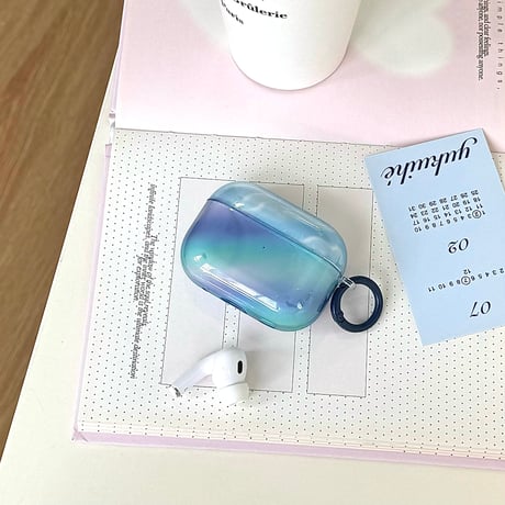 グラデーションカラー Airpods 4ケース 艶感 Airpods3/Pro2ケース airpodsproカバー リング付 おしゃれ シック [M5447]