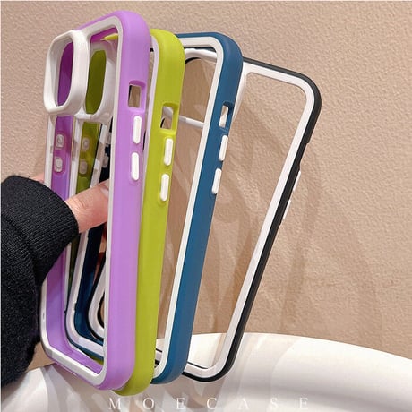バンパー iPhone14/14proカバー 放熱 iPhone13/12/11promaxケース カラー枠 頑丈耐衝撃 シンプル風  男女兼用[M3191]