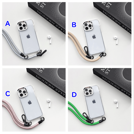 頑丈肩ひも iPhone14/13promaxケース 高透明 アイフォン12pro/11カバー 便利 首掛け/肩掛け  カラビナ付 お揃い[M3222]