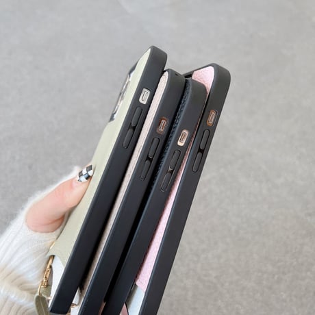 iPhone14proケース ショルダー紐 カード収納 iphone13/12promaxカバー  シンプル お札入れ 頑丈 [M2270]