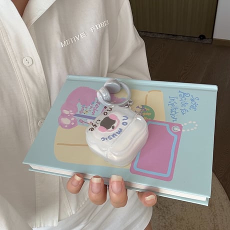 no music no life Airpods Pro3/4ケース ヘッドホンキーホルダー付 AirpodsPro2/Pro1カバー  エアポッズ3/2  かっこいい ギフトに最適 [M6420]