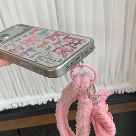 ボタンミラー iPhone17Pro/17ケース ふもふもストラップ iPhone17ProMax/16Proケース  秋冬ファッション 可愛すぎ[M5759]