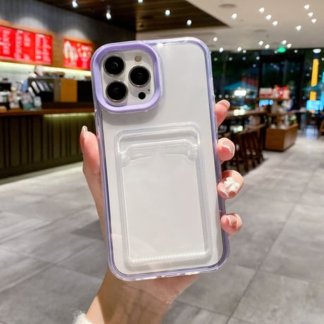 ICカード入れ iphone14pro/15proケース  カラー枠 頑丈iphone13/12/11proカバー   シンプル  お揃い 使いやすい 定番[[M2663]