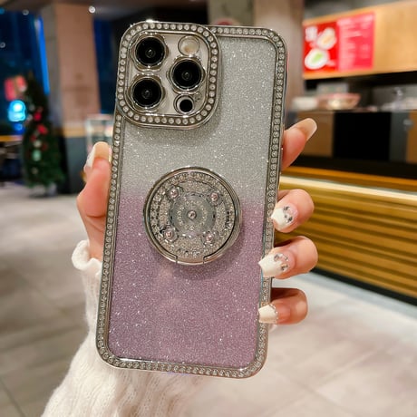 ジュエリー iPhone15/15Proケース リング付き iPhone14/13/12Proケース  インナーシート付 花レンズ 高機能 [M3904]