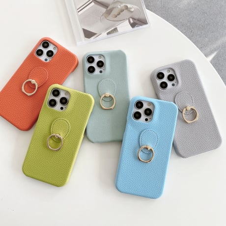 リング付レザーiphone14Plus/14proケース  高品質 高級感 iphone13mini/12/11カバー   シンプル  お揃い 実用 ファッションセンスいい[M2217]