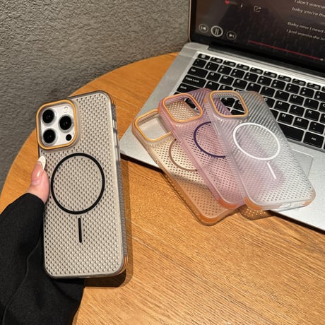 放熱仕様 iPhone16pro/16promaxケース Magsafe対応 四角耐衝撃 iPhone15pro/14/13pro/12promaxカバー シンプル 夏向け[M5371]