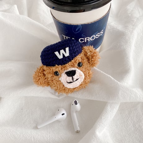 帽子をかぶる熊 airpods3ケース Bear airpodsproカバー 可愛い フワフワ 温かい 冬グッズM1230