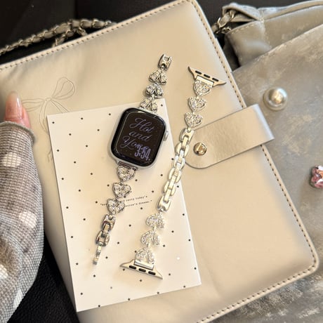 ダイヤハート  AppleWatchバンド メタル AppleWatchベルト Series 11/10/9/8 SE3/2  Ultra3/2/1 高級感高品質 贅沢[M6370]