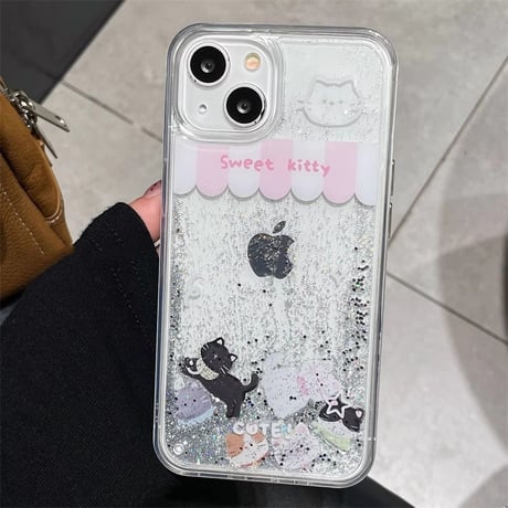 動く液体 iPhone15/15proケース 猫/犬ちゃん iphone14pro/13/12proカバー ストレス解消 頑丈 面白い [M4183]
