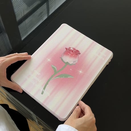 バラ柄 iPad9/8世代ケース アイパッドiPad mini第6世代カバー 10.5/10.2/9.7インチ  卓上スタンド  360度回転可 耐衝撃 折り曲げ防止[M2427]