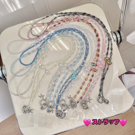 クリスタル熊ちゃん ストラップ ロング/ショート バックチャーム 高級感 キラキラ きれい 大人可愛い オシャレ 取り付け外し簡単 [M4729]