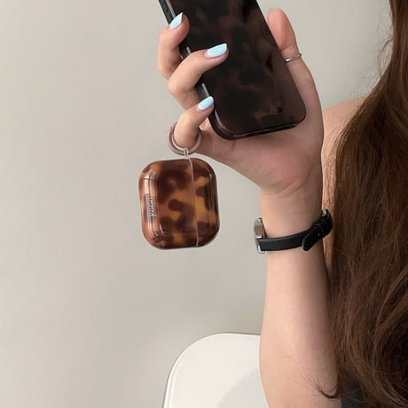 【Airpods 4】べっ甲 Airpods3/2ケース 艶感 airpodspro2/1カバー リング付き おしゃれ ギフトに最適[4402]