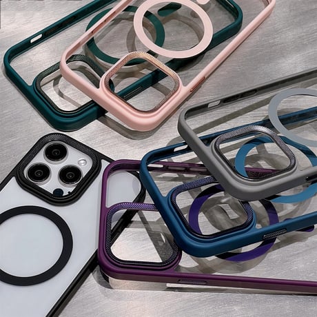 MagSafe対応 iPhone15Pro/15Plusケース シンプル iPhone14/13Proクリアカバー お揃い 持ち運びやすい[M3892]