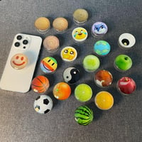 ガラス果物/笑顔/ボール スマホグリップ 全機種対応 折り畳み式グリップトーク 卓上スタンド機能付き 粘着タイプ[M2978]